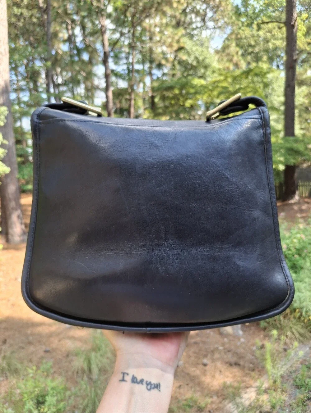 Vintage 1970's Coach Black Leather Stewardess Bag Made In NYC # 9525